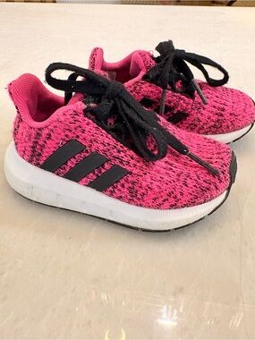 adidas Kids Hot Pink and Black Knit Sneakers